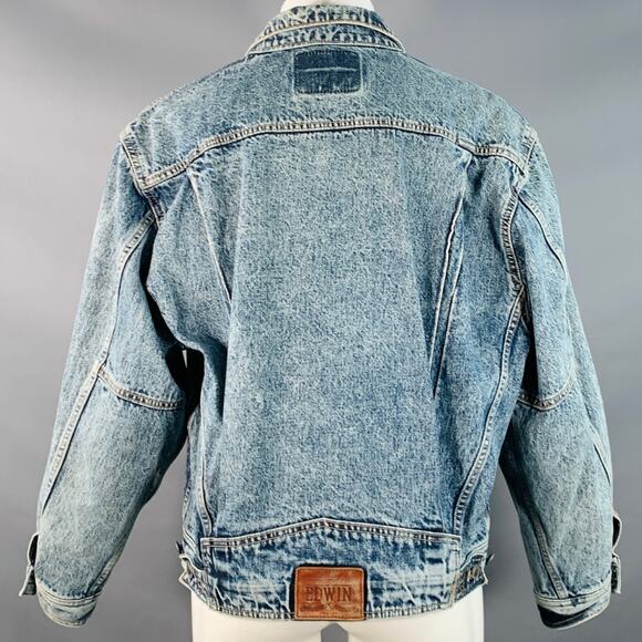 EDWIN Vintage Size M Clubman Blue Twill Cotton Acid Washed Jacket - Picture 3 of 7